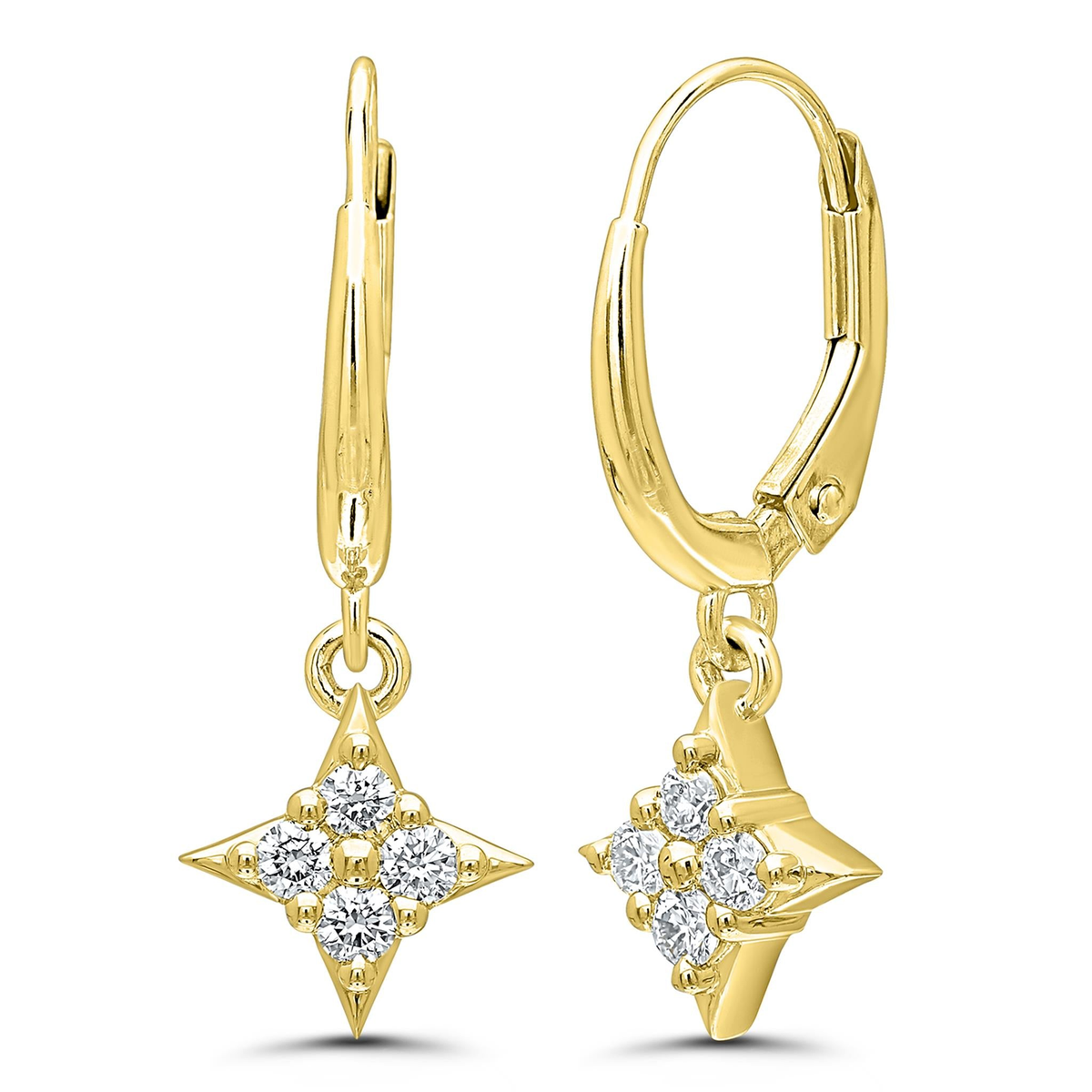 Star of Hope 14Kt Yellow Gold 0.25cttw Natural Diamond Leverback Earrings