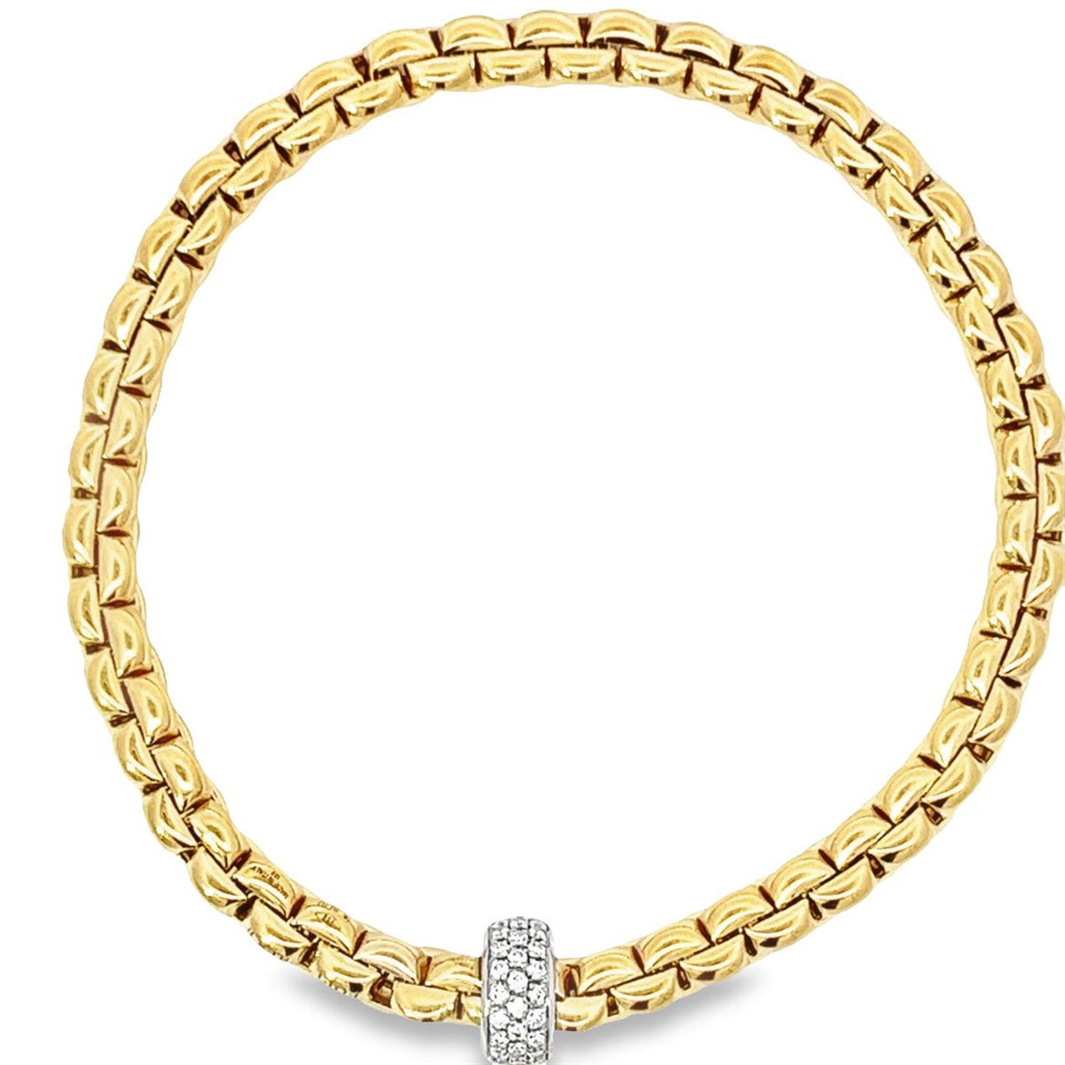 FOPE 18Kt Yellow & White Italian Gold EKA  Flex-It Link Bracelet