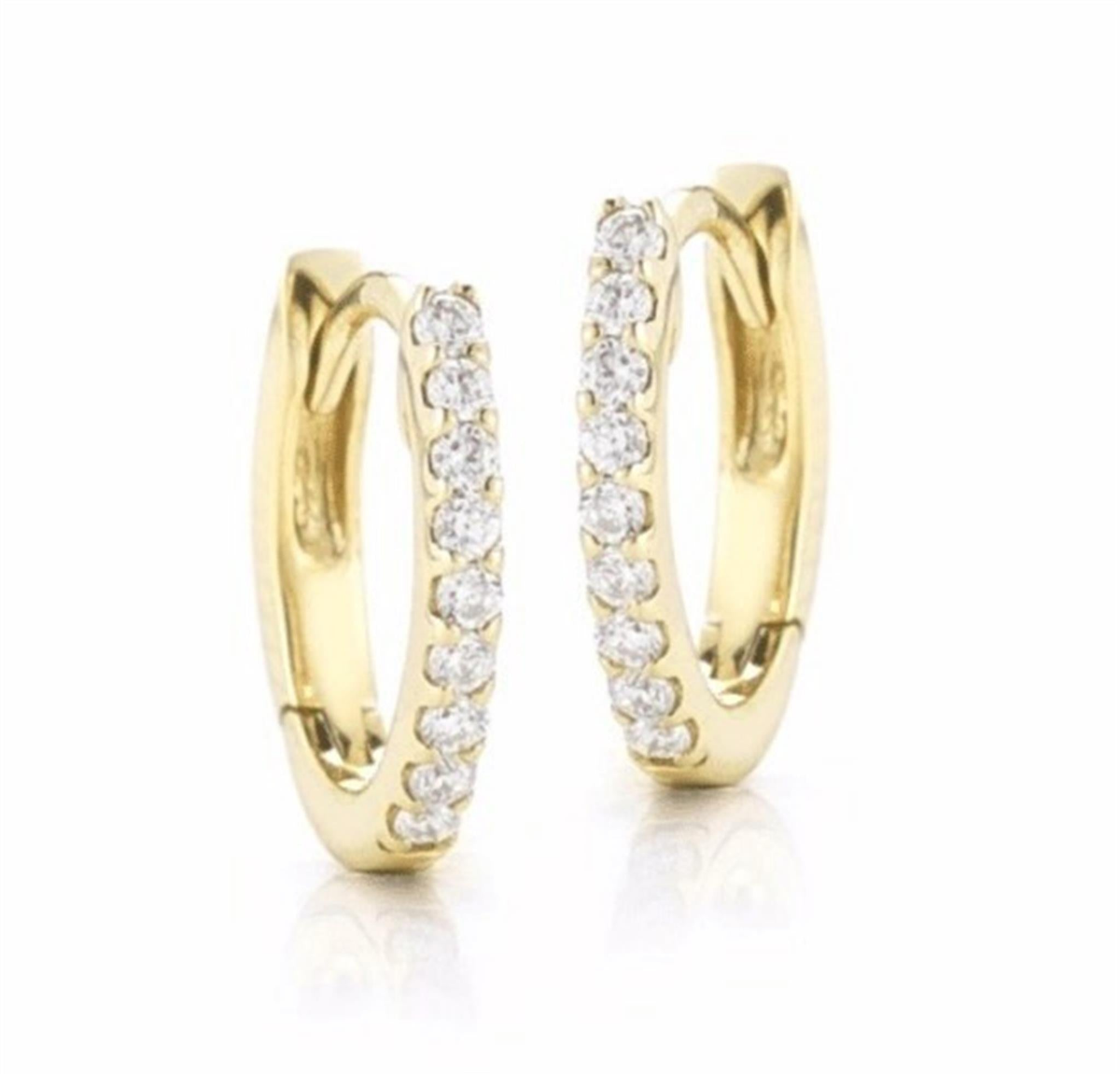 14Kt White Gold Round 0.33cttw Natural Diamond Hoop Earrings