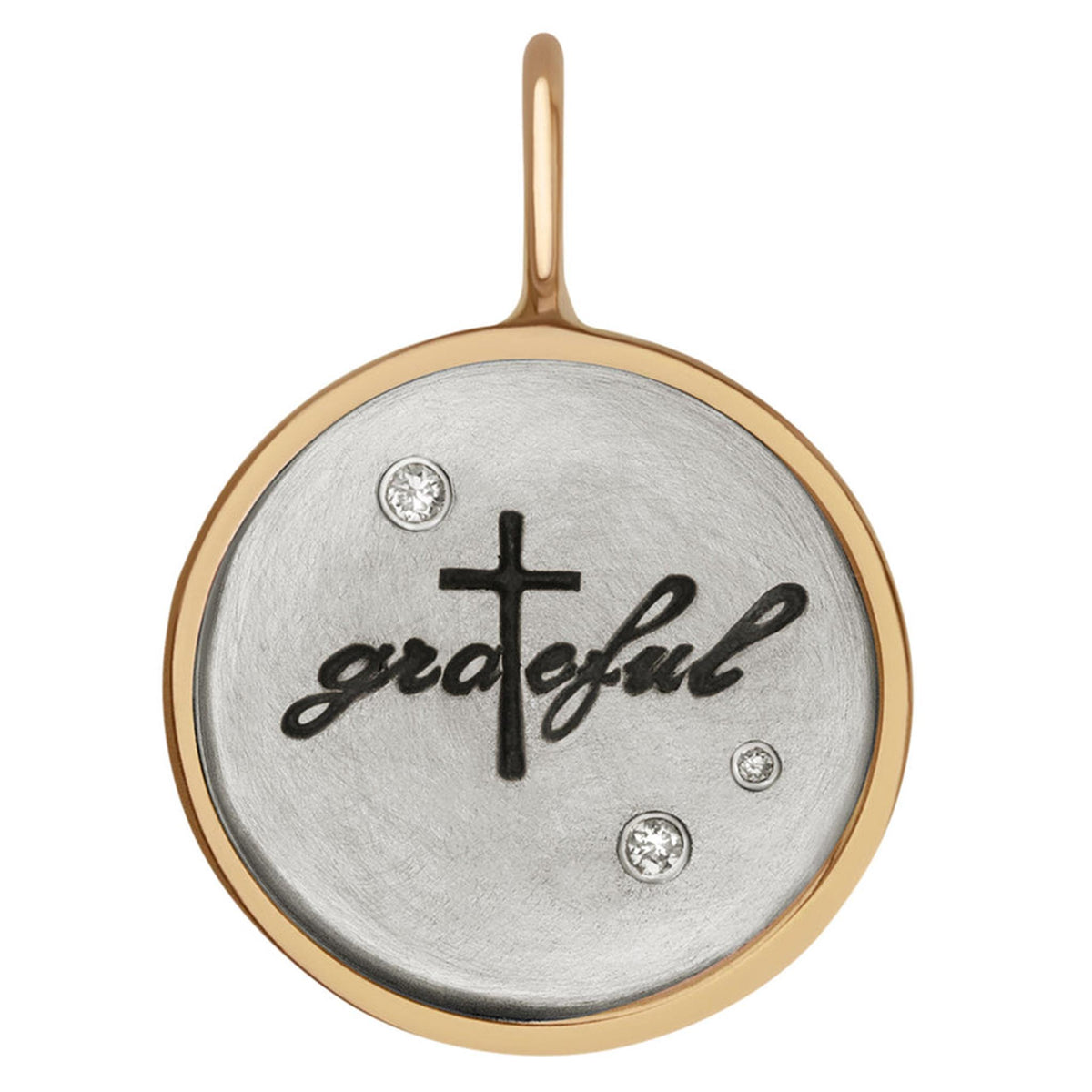 Heather Moore Sterling Silver and 14Kt Gold Grateful Cricle Disc Pendant