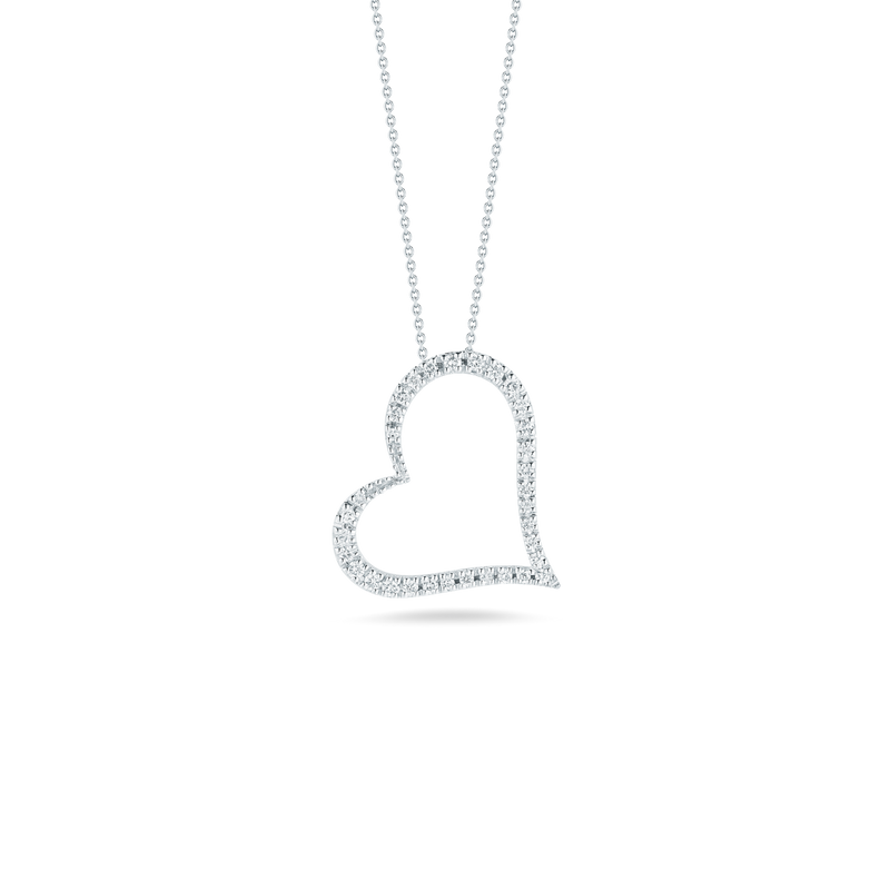 Roberto Coin 18Kt White Gold Tiny Treasures Slanted Open Heart