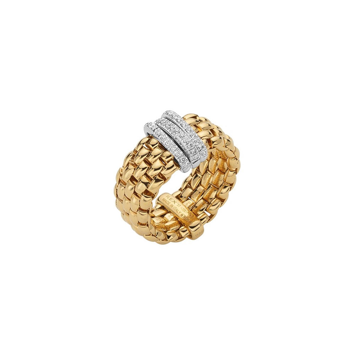 FOPE Panorama 18Kt Yellow Italiian Gold Fashion Ring With Diamonds