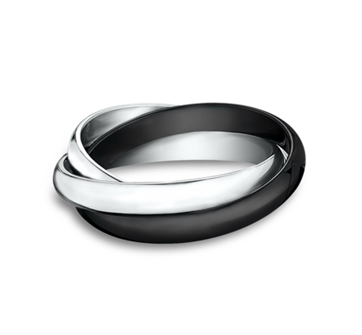 14Kt White Gold & Black Ceramic 'The Tudor' 3-Piece Rolling Ring