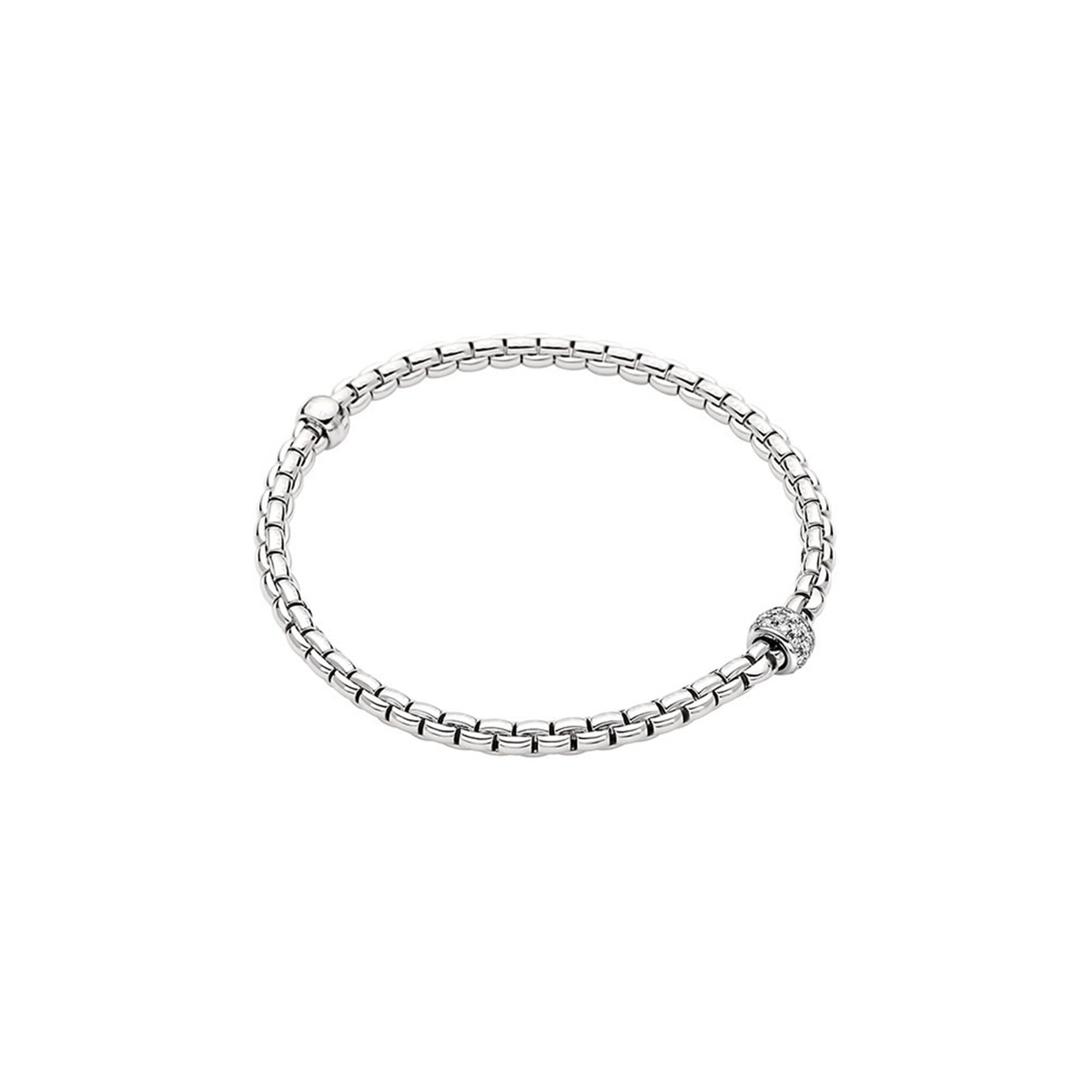 FOPE 18Kt White Italian Gold 0.19cttw Diamond Rondel EKA Flex'It Bracelet - M