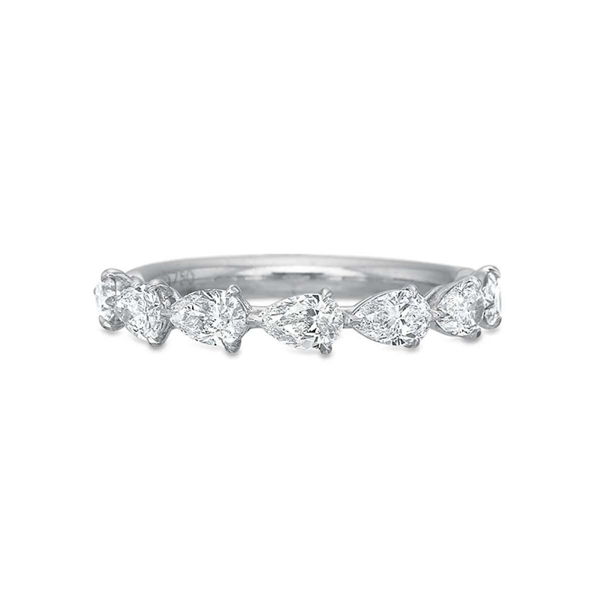 18Kt White Gold Stackable 0.49cttw Pear-Shape Natural Diamond Anniversary Band