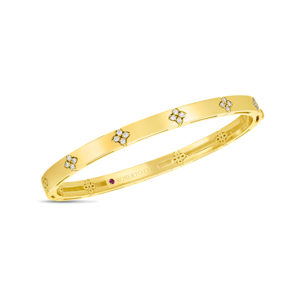 Roberto Coin 18Kt Yellow Gold Love In Verona 0.15 Round Natural Diamond Bangle Bracelet
