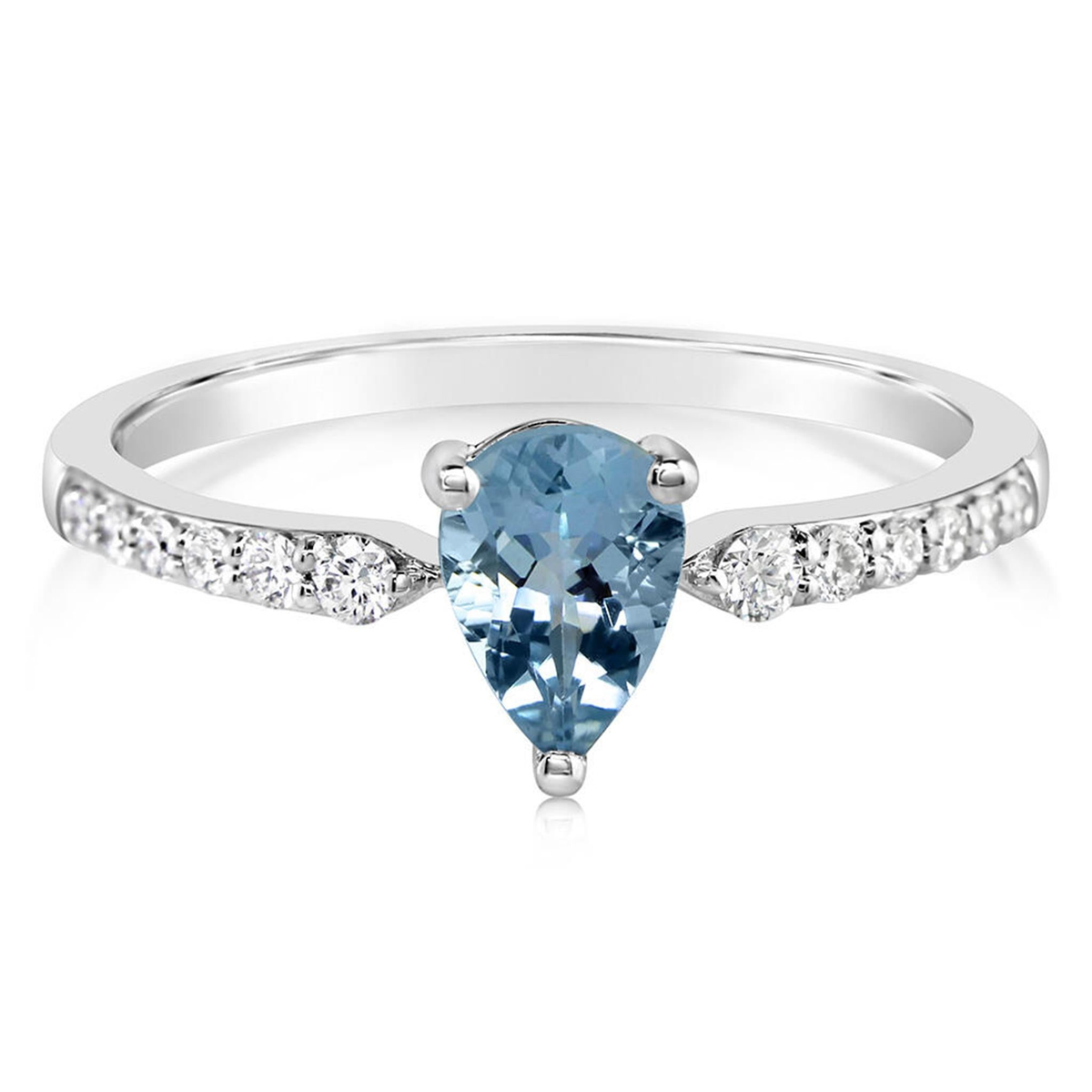 14Kt White Gold 1.08ct  Aquamarine Natural Diamond Ring