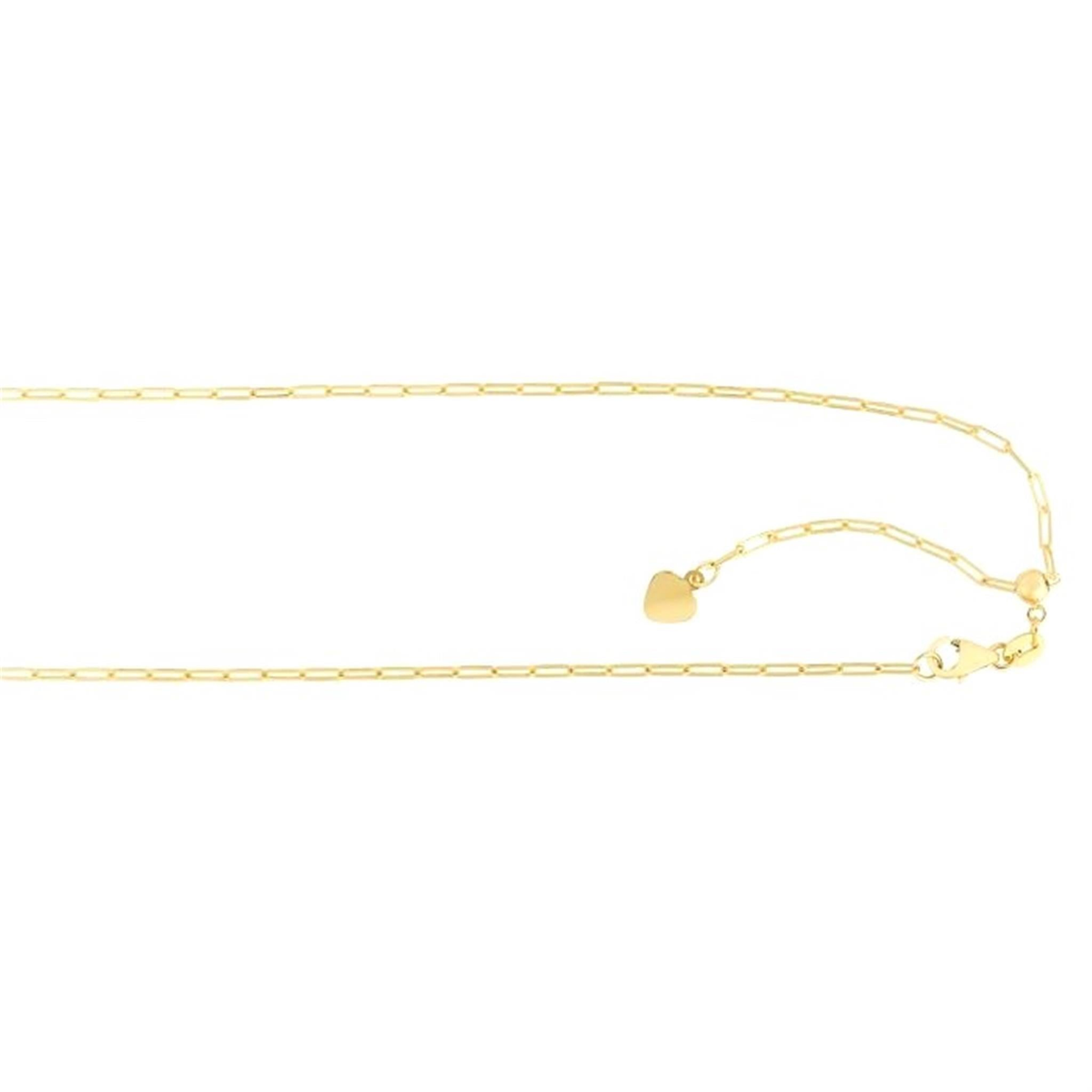 14Kt Yellow Gold 1.5mm Adjustable Paperclip Chain
