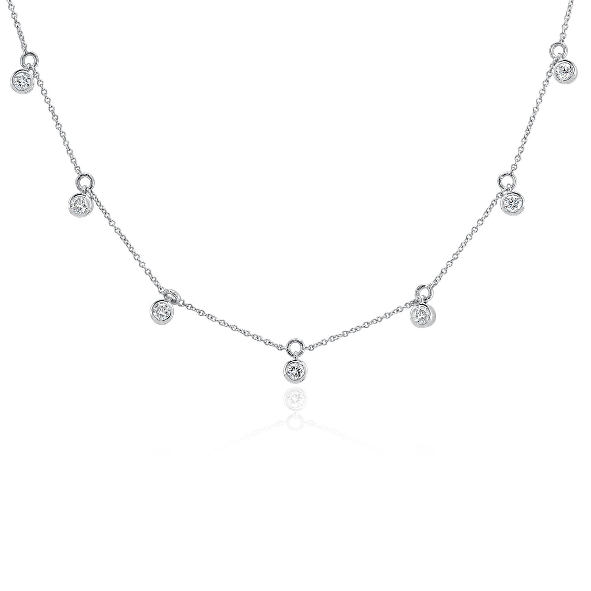 18Kt White Gold Milestone Necklace With .70cttw Ideal Cut Fire & Ice Natural Diamonds