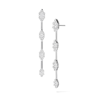 Lasker Couture 18Kt White Gold Fiori Dangle Earrings with 1.60cttw Natural Diamonds