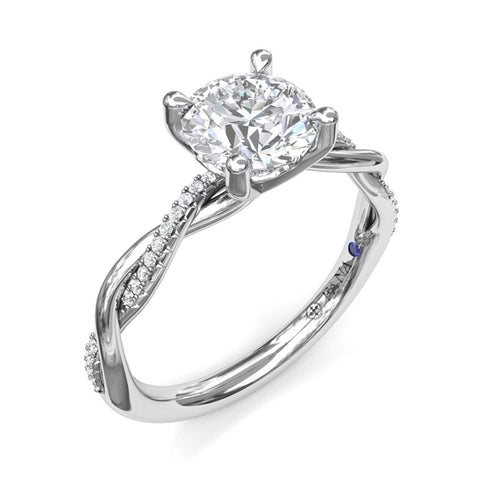 14Kt White Gold Twist Engagement Ring Mounting With 0.10cttw Natural Diamonds