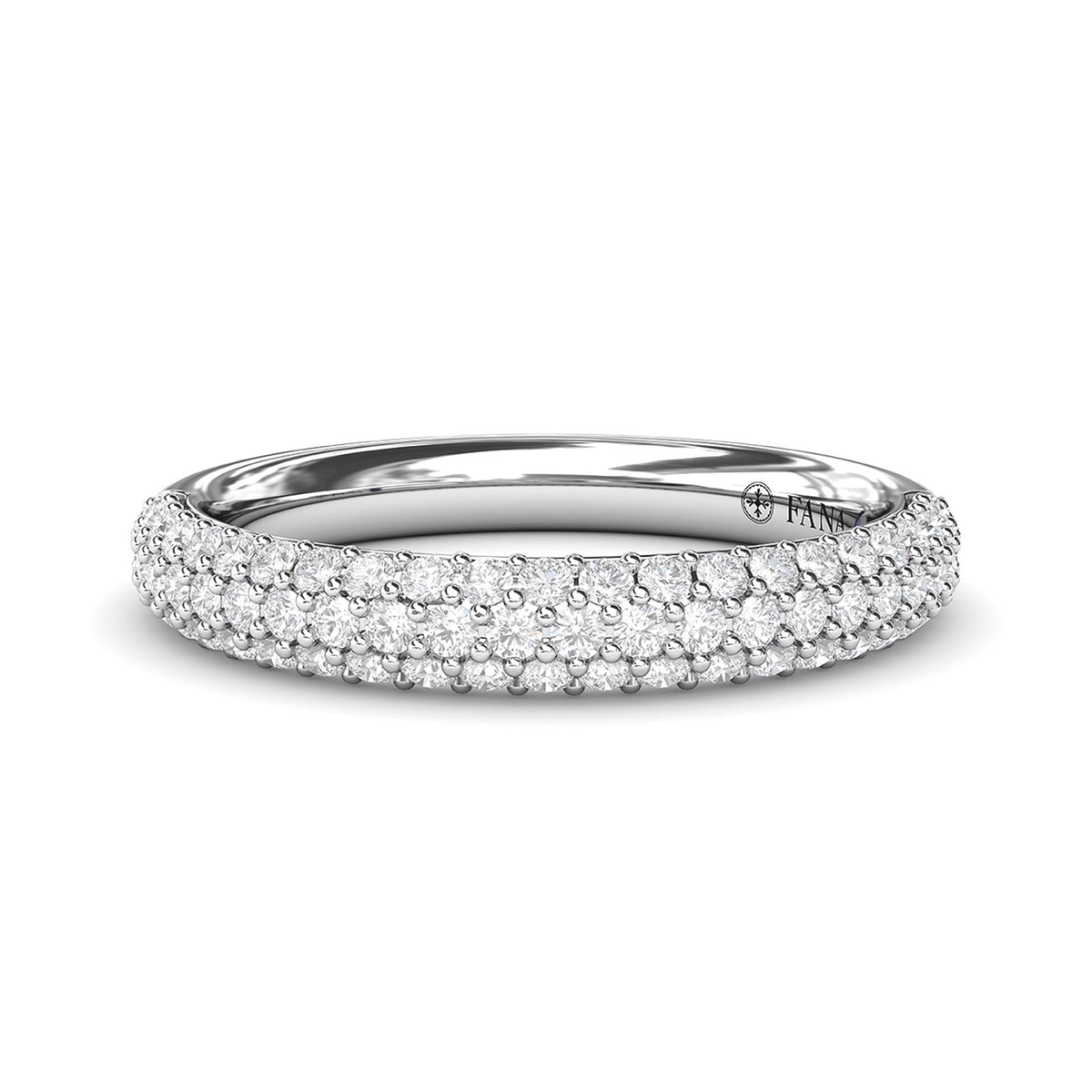 FANA 14Kt White Gold Three Row 0.58cttw Natural Diamond Anniversary Band