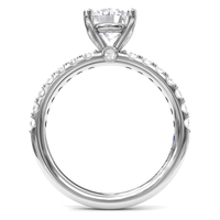 FANA 14Kt White Gold Classic 1.02ct Round Center Natural Diamond Engagement Ring