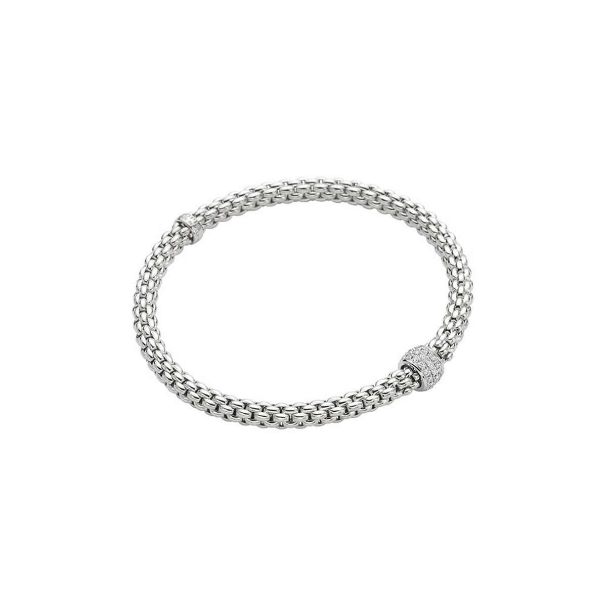 FOPE 18Kt White Italian Gold 0.29cttw Diamond Rondel SOLO Flex'It Bracelet - M