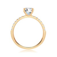 14Kt Yellow Gold Galaxy Diamond Engagement Ring Mounting - Round Center Stone Sold Separately