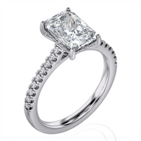 Lasker's Big Rocks Lab-Grown Diamond Collection Hidden Halo Ring in 14Kt White Gold with 3.09ct  Radiant Cut Center  Diamond