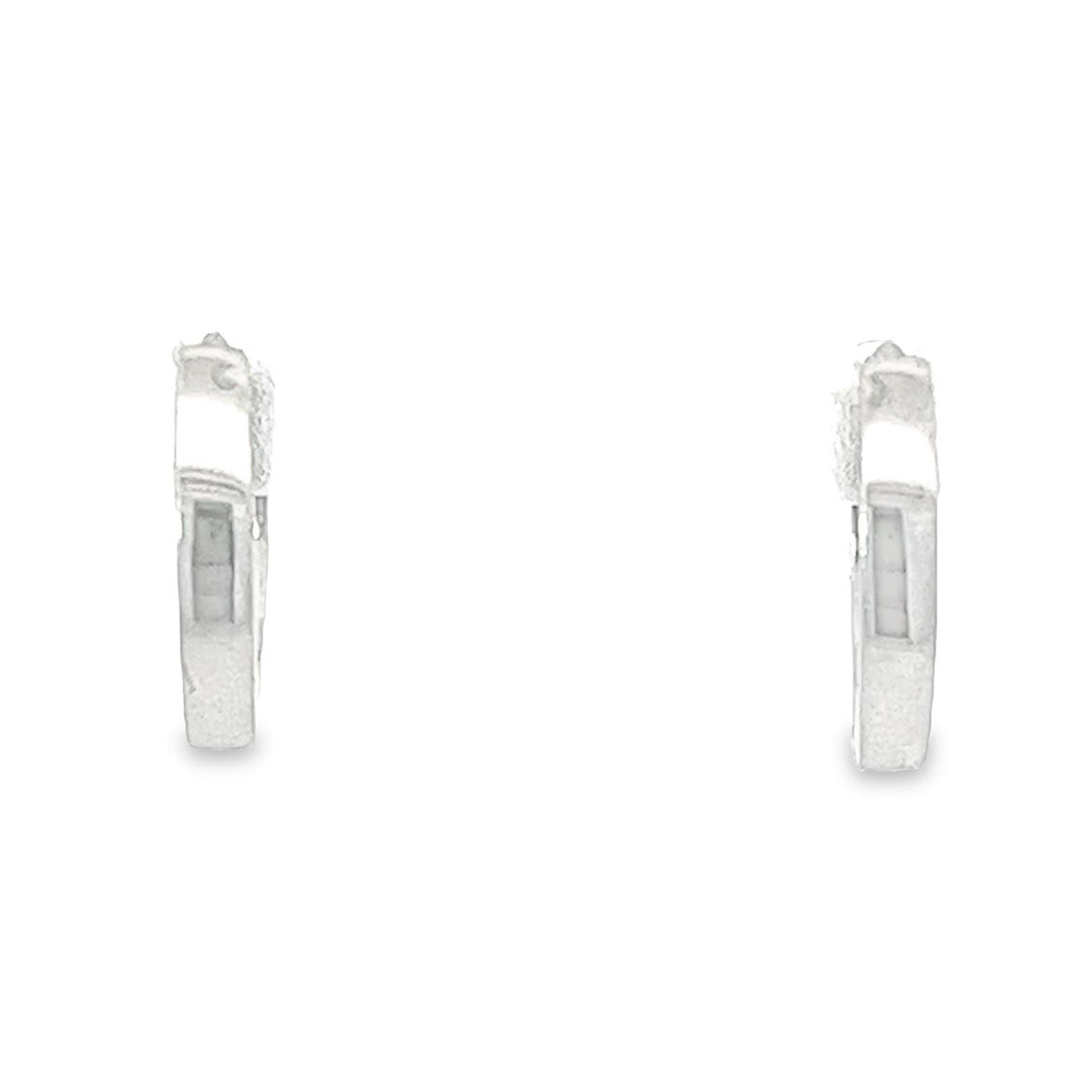 14Kt White Gold 11x1.8mm Round Hoop Earrings