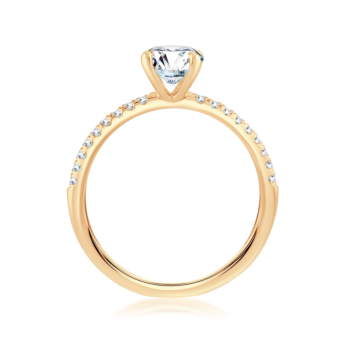 14Kt Yellow Gold 2mm Galaxy Engagement Ring Mounting - Round Center Stone Sold Separately