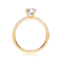 14Kt Yellow Gold 2mm Galaxy Engagement Ring Mounting - Round Center Stone Sold Separately