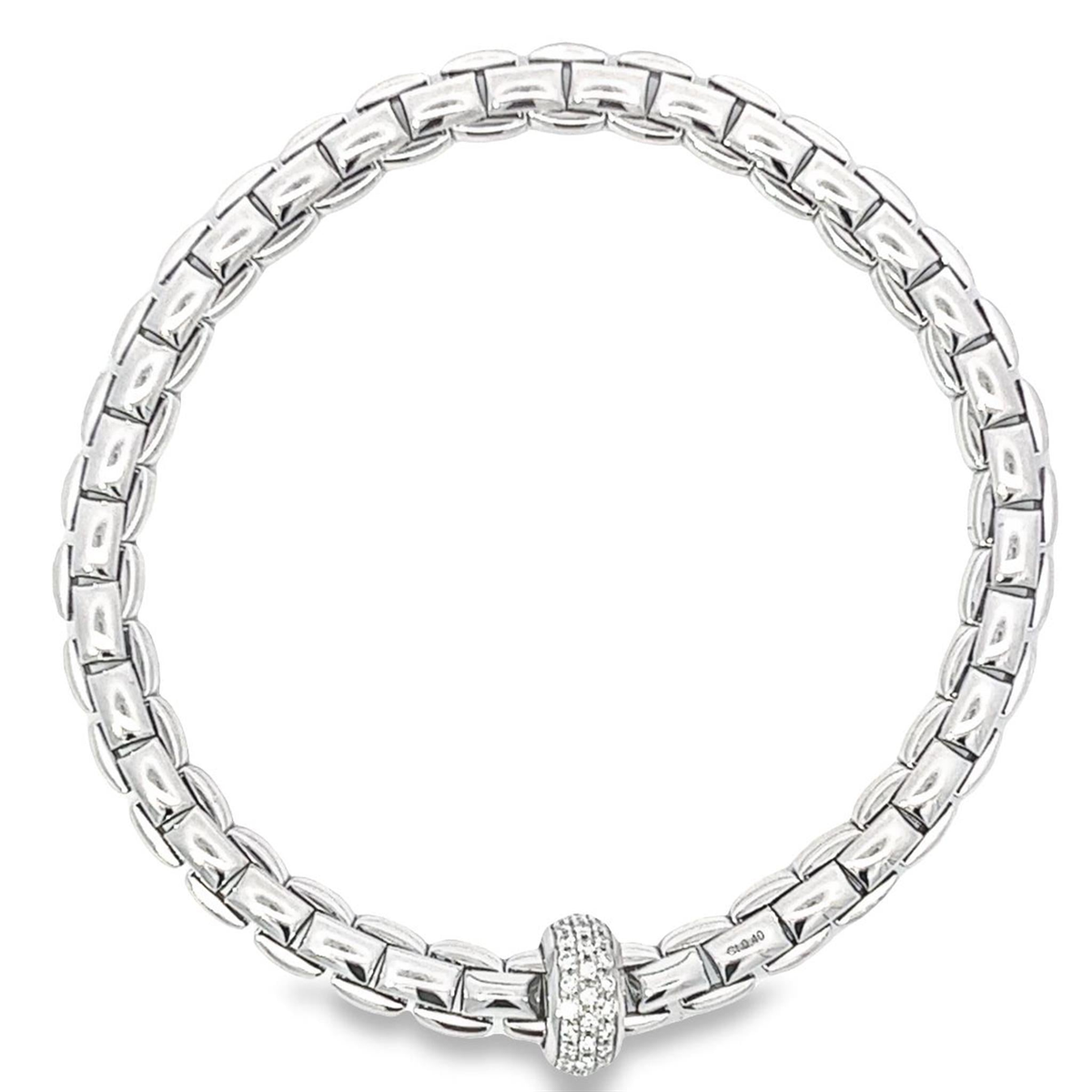 FOPE 18Kt White Italian Gold 0.40cttw Diamond Rondel EKA Flex'It Bracelet - M
