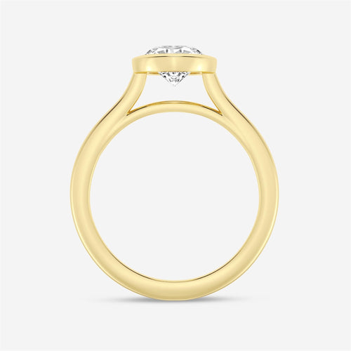 14kt Yellow Gold Bezel Set Solitaire Ring With 2ct Oval Lab-Crafted Diamond