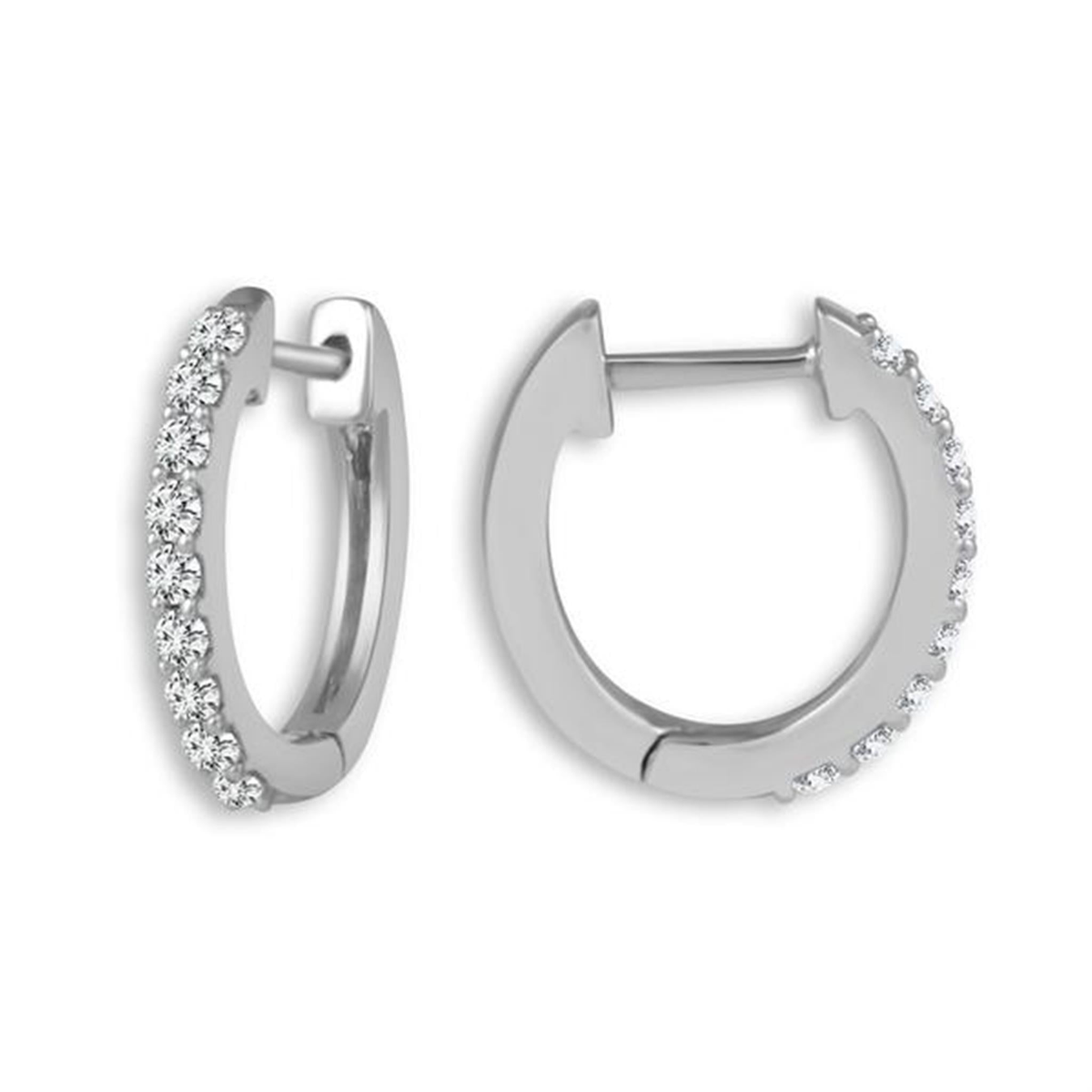 14Kt White Gold Round 0.16cttw Natural Diamonds Hoop Earrings