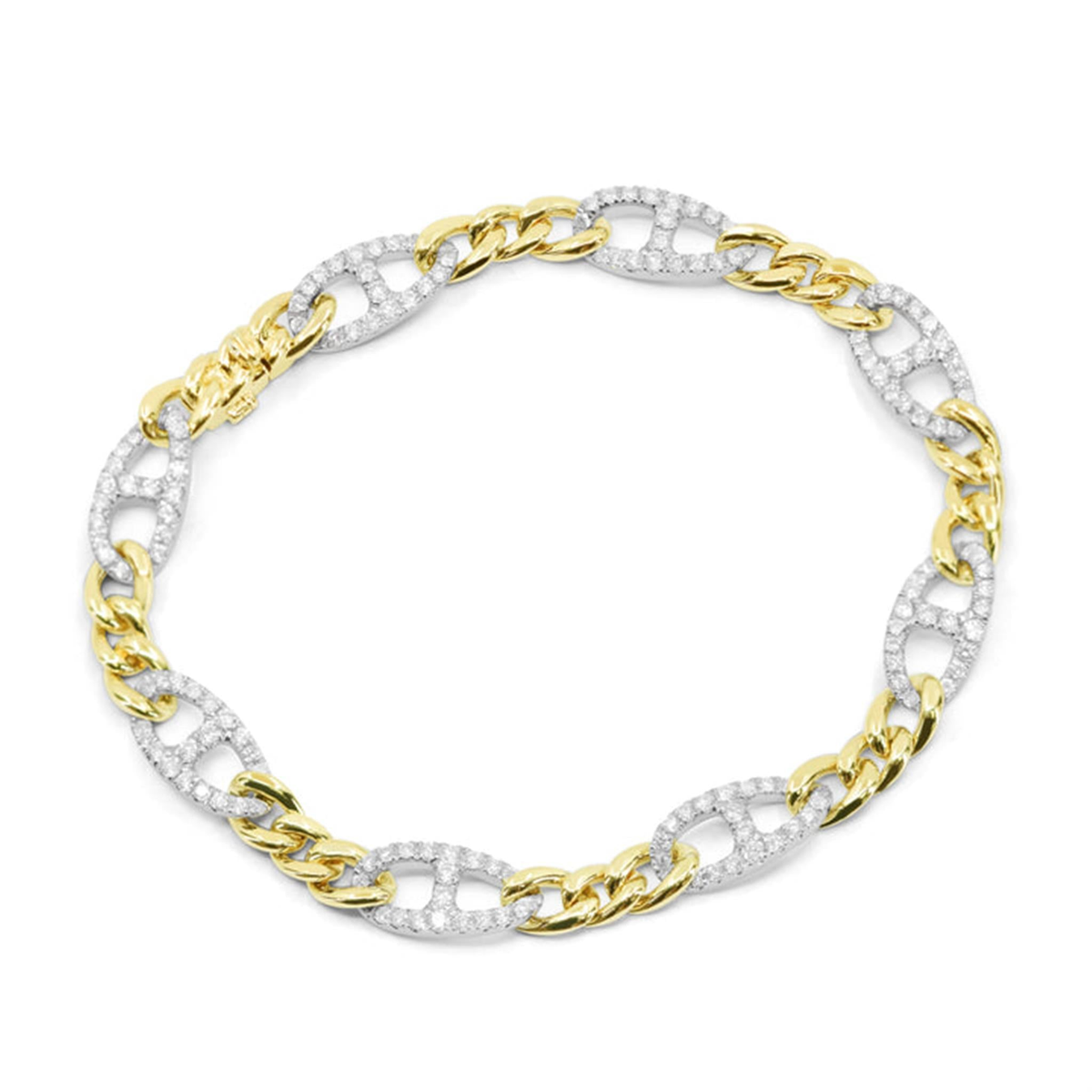 14Kt Yellow & White Gold 1.64cttw Natural Diamond Curb Link Bracelet