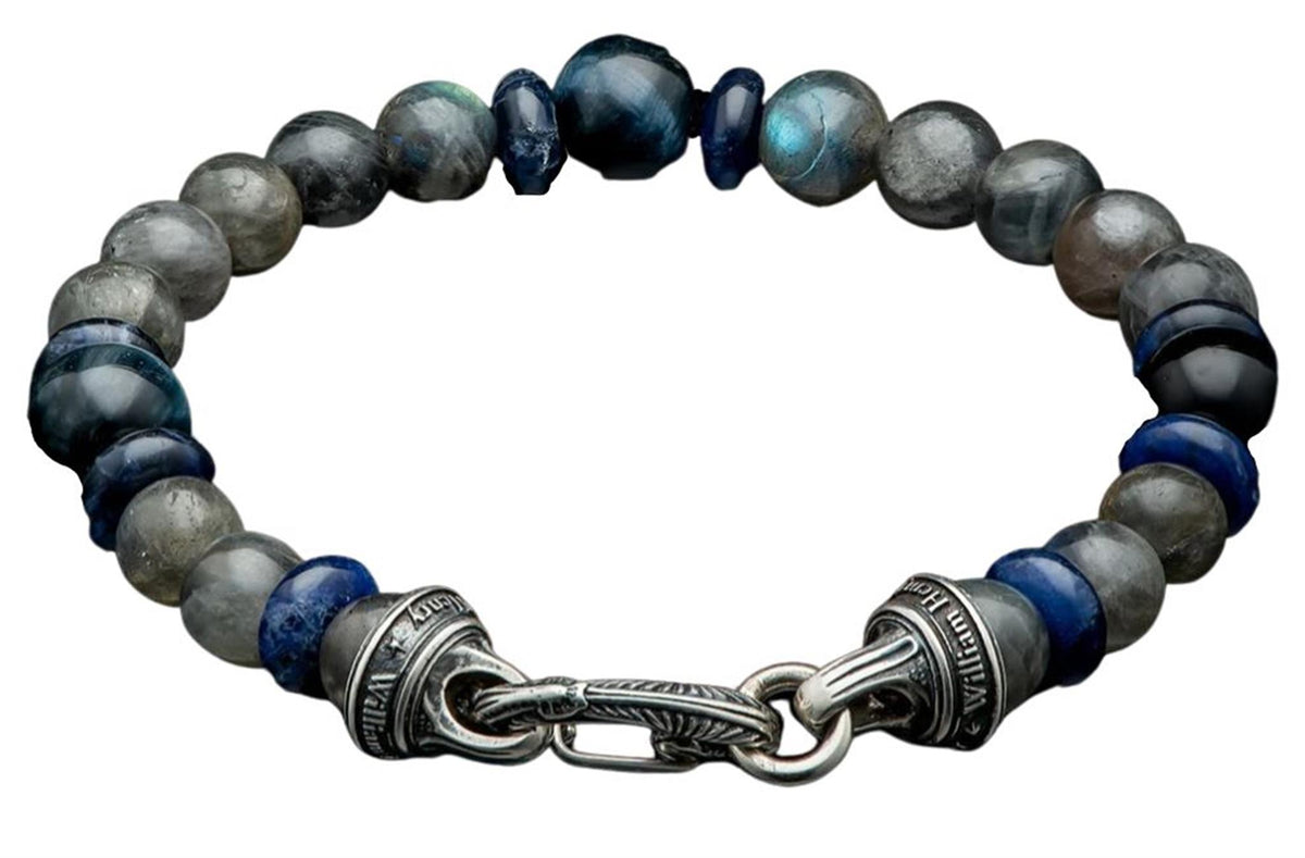 William Henry - 'Magician' Beaded Bracelet with Sodalite, Labradorite and Blue Tiger Eye