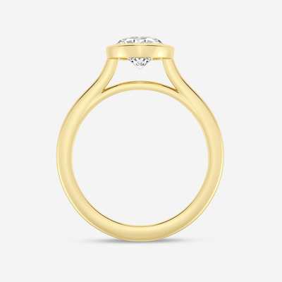14Kt Yellow Gold Bezel-Set 2.01ct Oval Center Natural Diamond Engagement Ring