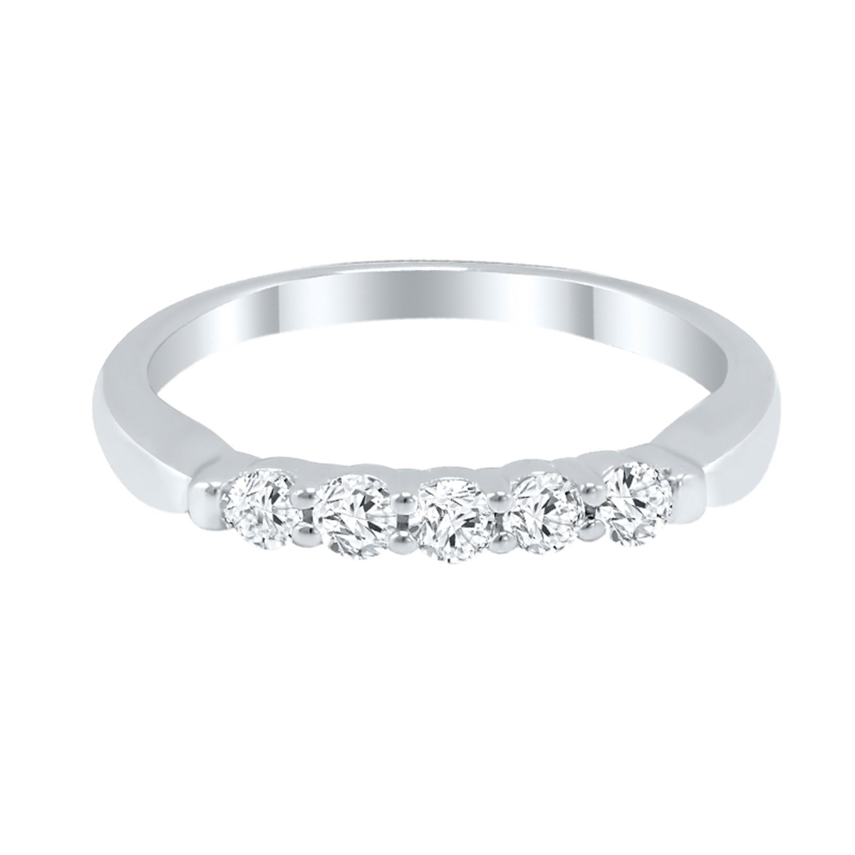 14Kt White Gold Prong Set Wedding Ring with 0.75cttw Natural Diamonds