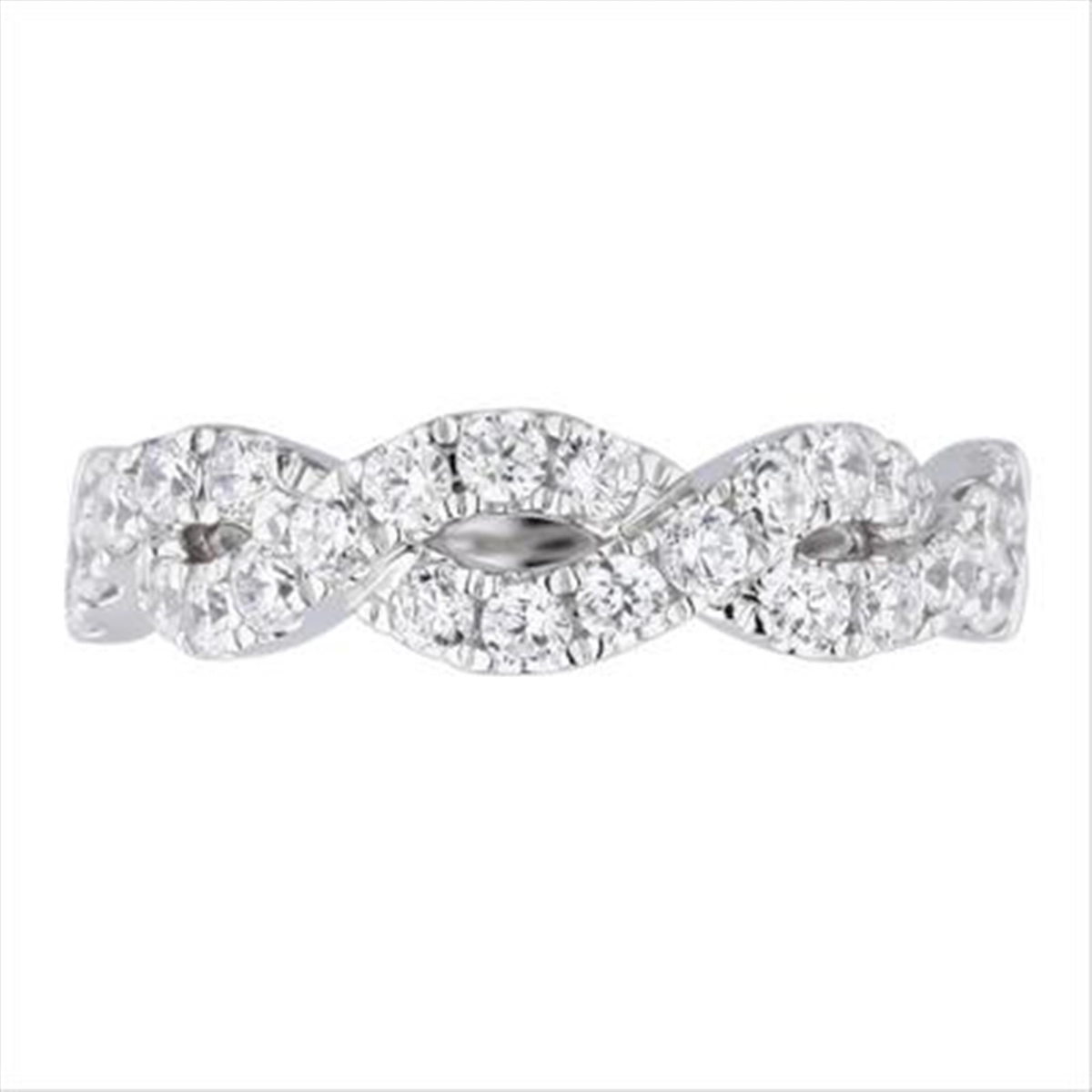 18Kt White Gold Stackable Infinity Twist Diamond Wedding Band
