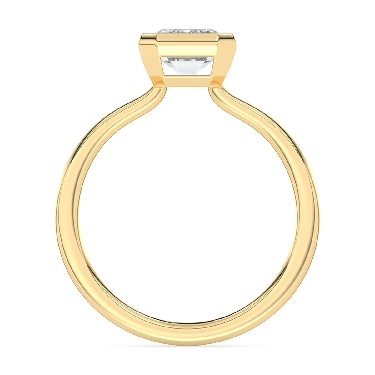 Lasker's Big Rocks Lab-Grown Diamond Collection 14Kt Yellow Gold Bezel Set Solitaire with 3.09ct  Emerald Cut Center  Diamond