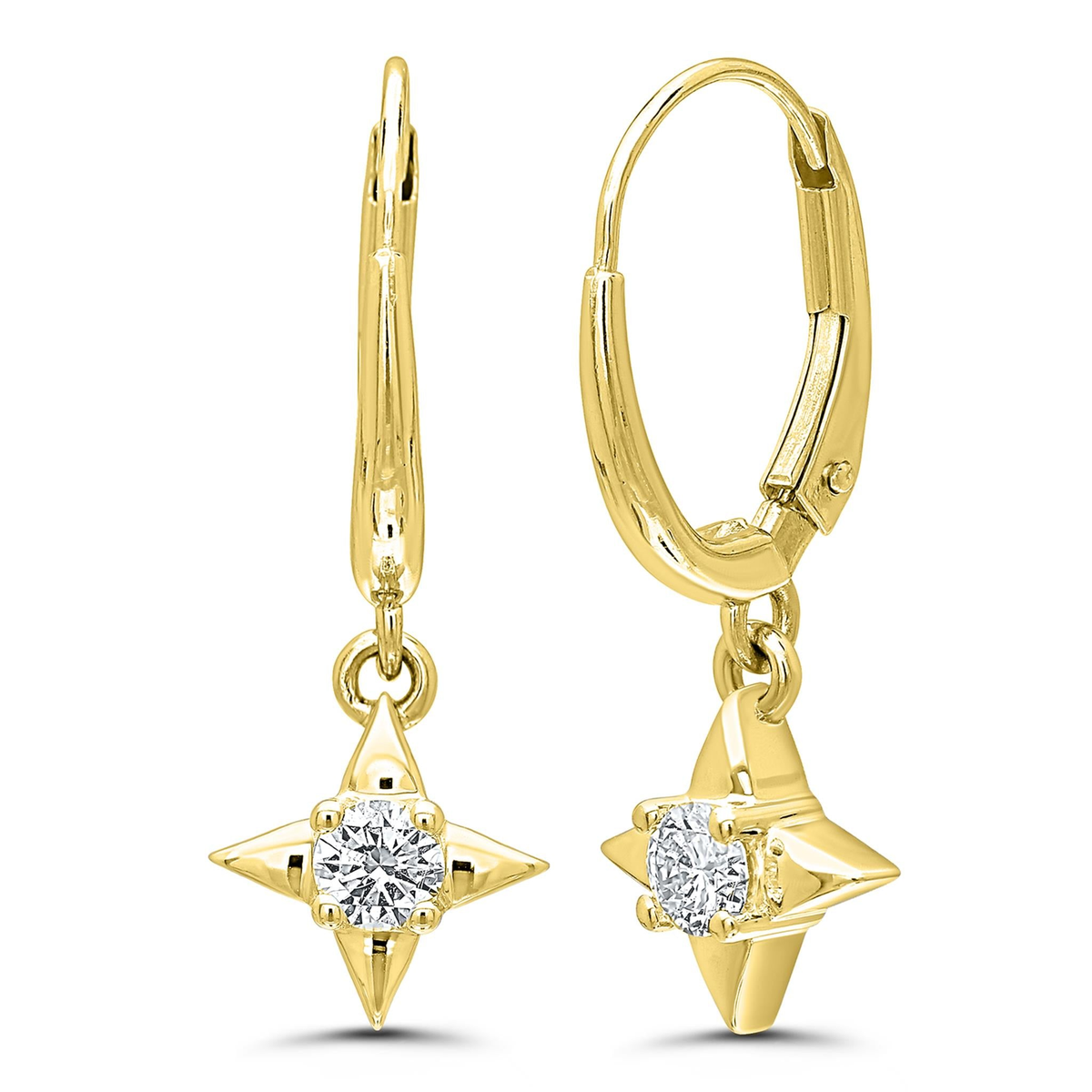 Star of Hope 14Kt Yellow Gold 0.25cttw Natural Diamond Leverback Earrings