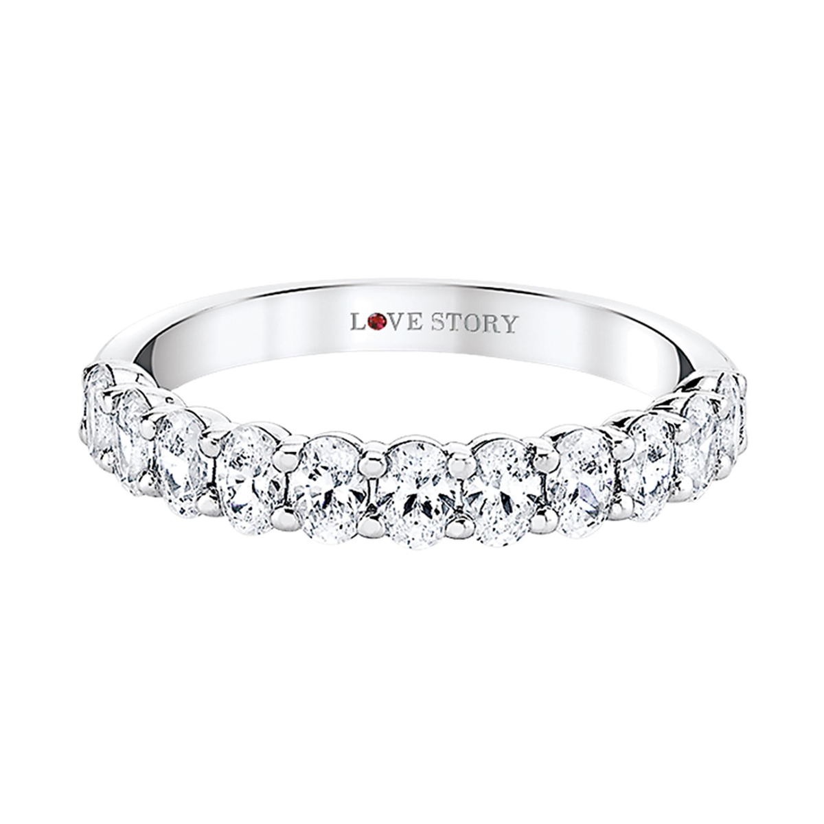 14Kt White Gold Prong Set Ring with 1.55cttw Oval Natural Diamonds