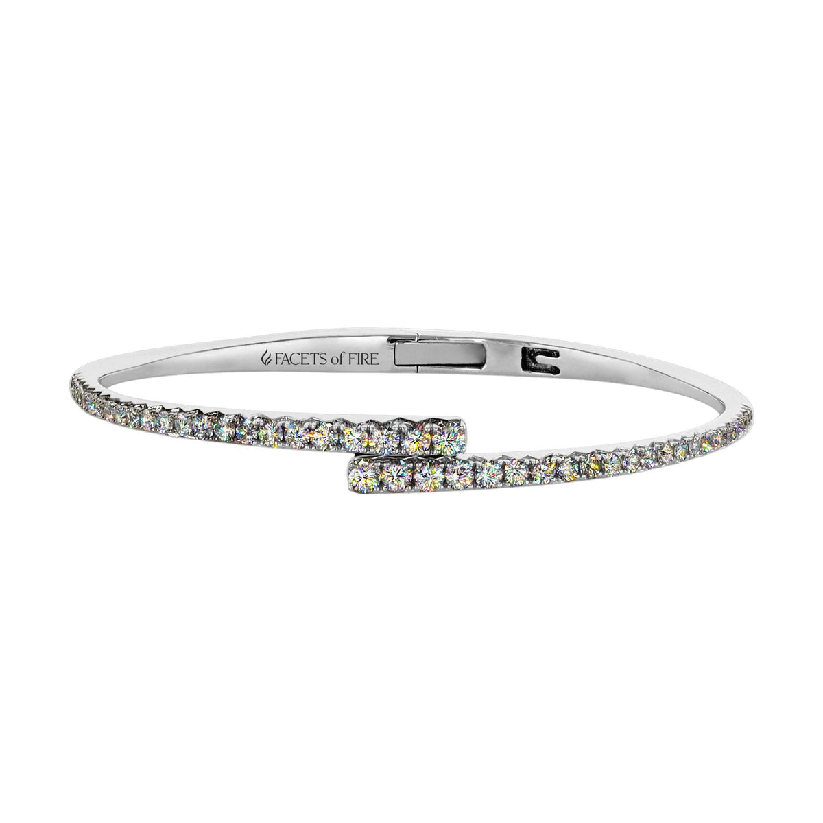 Facets Of Fire 14K White Gold Bangle Bracelet With 2.01cttw Natural Diamonds