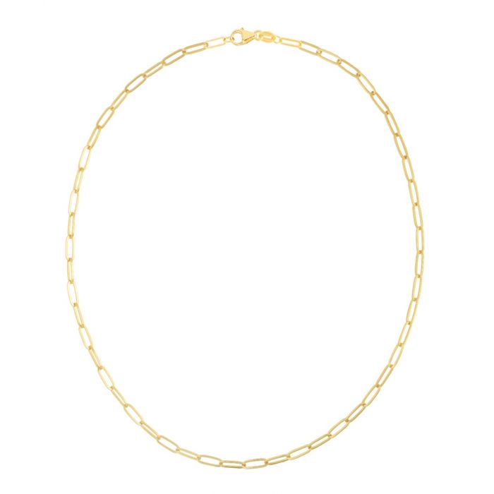18Kt Yellow Gold Thin Paperclip Necklace