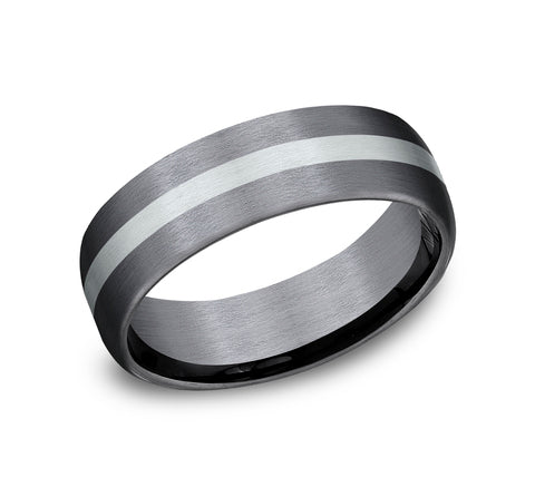 Ammara Stone Grey Tantalum & 14Kt White Gold 'The Defender' Wedding Band