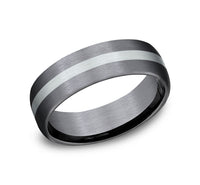Ammara Stone Grey Tantalum & 14Kt White Gold 'The Defender' Wedding Band