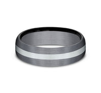 Ammara Stone Grey Tantalum & 14Kt White Gold 'The Defender' Wedding Band