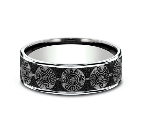 Brook & Branch 14Kt White Gold and Grey/Black Titanium 'The 12 Gauge' Wedding Band