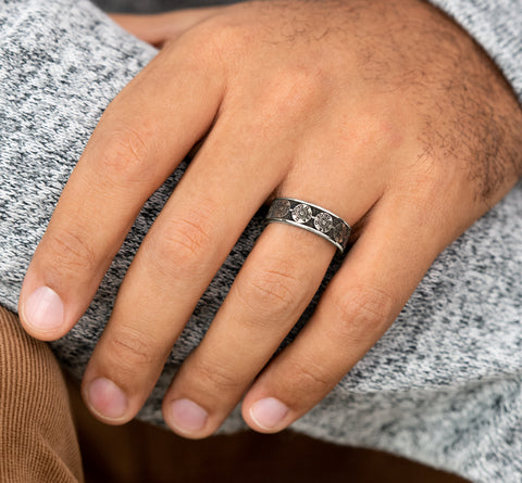 Brook & Branch 14Kt White Gold and Grey/Black Titanium 'The 12 Gauge' Wedding Band