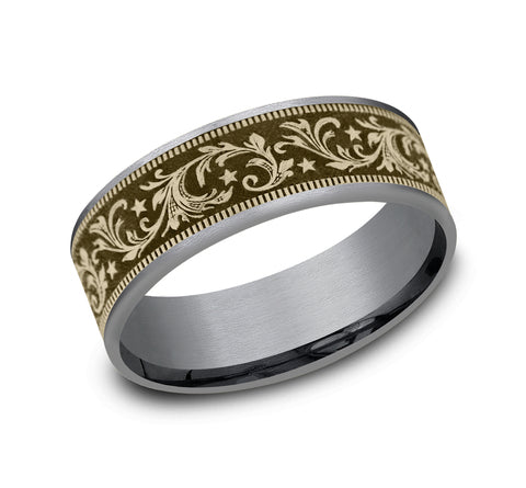 Brook & Branch Grey Tantalum & 14Kt Yellow Gold 'The Spur' Wedding Band