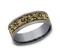 Brook & Branch Grey Tantalum & 14Kt Yellow Gold 'The Spur' Wedding Band