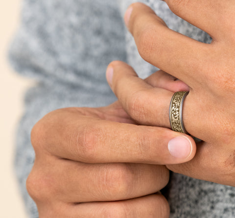 Brook & Branch Grey Tantalum & 14Kt Yellow Gold 'The Spur' Wedding Band