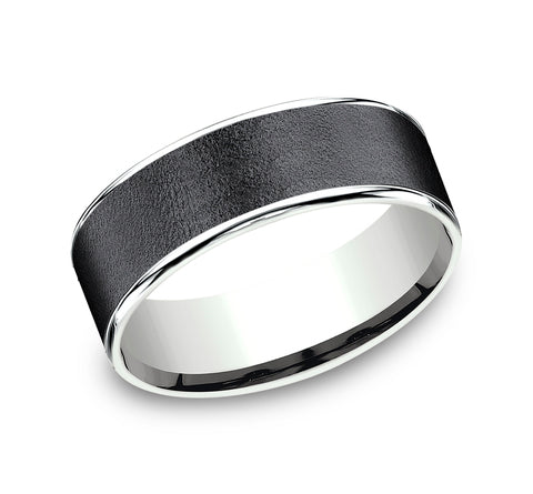 Ammara Stone 14Kt White Gold & Dark Tantalum 'The Sergeant' Wedding Band