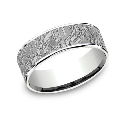 Ammara Stone 14Kt White Gold & Grey Tantalum 'The Gibeon' Wedding Band