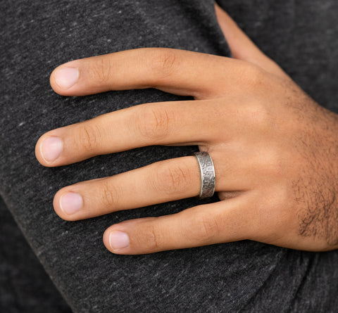 Ammara Stone 14Kt White Gold & Grey Tantalum 'The Gibeon' Wedding Band