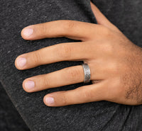 Ammara Stone 14Kt White Gold & Grey Tantalum 'The Gibeon' Wedding Band