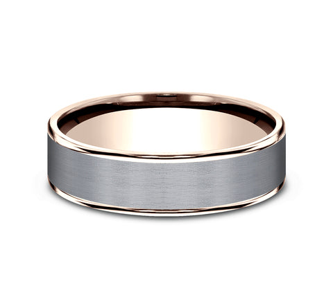 Ammara Stone 14Kt Rose Gold & Grey Tantalum 'The Rembrandt' Wedding Band