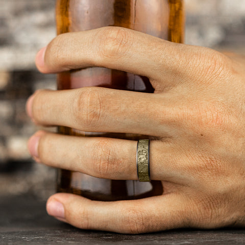 Ammara Stone Grey Tantalum & 14Kt Yellow Gold 'The Demo' Wedding Band